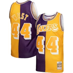 Jerry West Los Angeles Lakers Hardwood Élégant Classics 1971/72 Split Swingman Jersey Purple/Gold