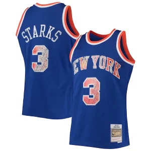 John Starks New York Knicks 1991/92 Hardwood Classics NBA 75th Anniversary Diamond Swingman Premium Jersey Blue