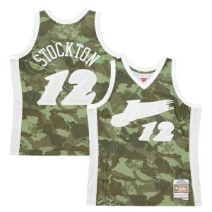 John Stockton Utah Jazz Hardwood Superbe Classics 1998/99 Ghost Green Swingman Jersey Camo