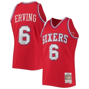 Julius Erving Philadelphia 76ers 1982/83 Hardwood Classics Dashing NBA 75th Anniversary Diamond Swingman Jersey Red