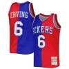 Julius Erving Philadelphia 76ers Dashing Hardwood Classics 1982/83 Split Swingman Jersey Royal/Red