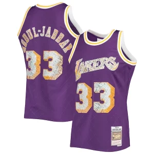 Kareem Abdul Jabbar Los Angeles Lakers 1996 97 Charming Hardwood Classics NBA 75th Anniversary Diamond Swingman Jersey Purple