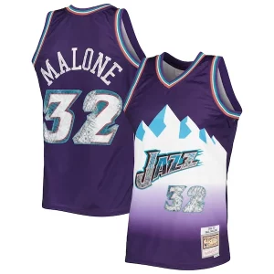 Karl Malone Utah Jazz 1996/97 Hardwood Classics Dashing NBA 75th Anniversary Diamond Swingman Jersey Purple