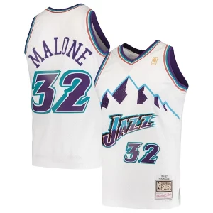 Karl Malone Utah Jazz 1996/97 Hardwood Classics Swingman Magnifique Jersey White