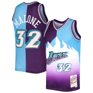 Karl Malone Utah Jazz Hardwood Charming Classics 1996/97 Split Swingman Jersey Purple/Turquoise