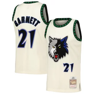 Kevin Garnett Gracieux Minnesota Timberwolves Chainstitch Swingman Jersey Cream