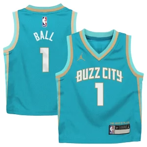 LaMelo Ball Notable Charlotte Hornets Jordan Brand Preschool 2023/24 Swingman Replica Jersey City Edition Teal