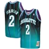 Larry Johnson Charlotte Hornets 1992/93 Hardwood Distingué Classics Fadeaway Swingman Player Jersey Teal/Black
