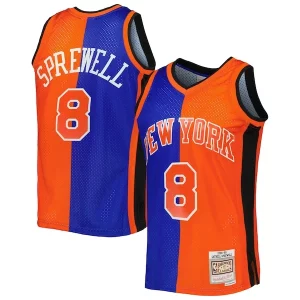 Latrell Sprewell New York Knicks Haut de gamme Hardwood Classics 1998/99 Split Swingman Jersey Blue/Orange