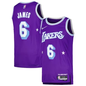 LeBron Exclusif James Los Angeles Lakers Nike Swingman Player Jersey City Edition Purple