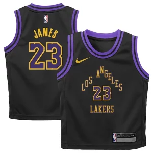 LeBron James Commémoratif Los Angeles Lakers Nike Preschool 2023/24 Swingman Replica Jersey City Edition Black