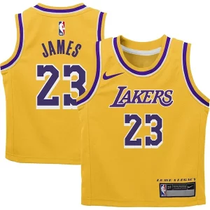 LeBron James Los Angeles Lakers Nike Preschool Dri FIT Swingman Player Jersey Icon Edition Gold Distingué
