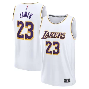 LeBron James Los Angeles Lakers Youth Fast Break Replica Player Jersey Association Edition Distingué White