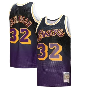 Magic Johnson Los Angeles Distingué Lakers 1984/85 Hardwood Classics Fadeaway Swingman Player Jersey Purple/Black/Gold