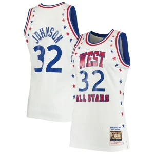 Magic Johnson Los Angeles Lakers 1983 NBA All Collectible Star Game Hardwood Classics Authentic Jersey White