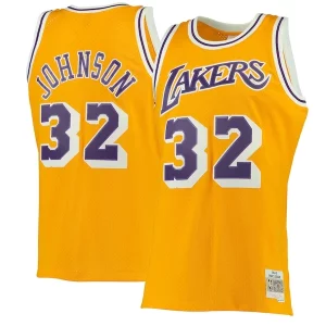 Magic Johnson Los Angeles Lakers 1984/85 Hardwood Luxueux Classics Swingman Jersey Gold/Purple