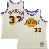 Magic Johnson Los Angeles Lakers Chainstitch Swingman Tendance Jersey Cream