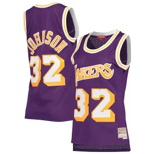 Magic Johnson Los Angeles Lakers Premium Women's Hardwood Classics 1984/85 Swingman Jersey Purple