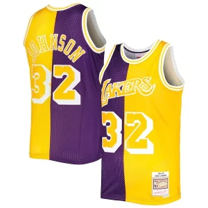 Magic Johnson Los Angeles Lakers Tendance Hardwood Classics 1984/85 Split Swingman Jersey Purple/Gold