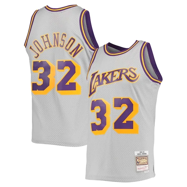 Magic Johnson Los Angeles Stylish Lakers 1984 85 Hardwood Classics Reload 2.0 Throwback Swingman Jersey Gray