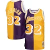 Magic Johnson Los Exceptionnel Angeles Lakers Big & Tall Hardwood Classics 1984/85 Split Swingman Jersey Purple/Gold