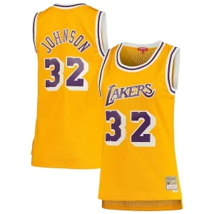 Magic Johnson Los Notable Angeles Lakers Women's 1984/85 Hardwood Classics Swingman Jersey Gold