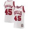 Men's Chicago Bulls Michael Jordan White 1994 95 Bold Hardwood Classics Authentic Player Jersey