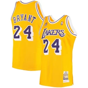 Men's Los Angeles Lakers Notable Kobe Bryant Gold 2007 Hardwood Classics Authentic Jersey