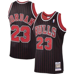 Michael Jordan Superbe Chicago Bulls 1995/96 Hardwood Classics Authentic Jersey Black/Scarlet/White