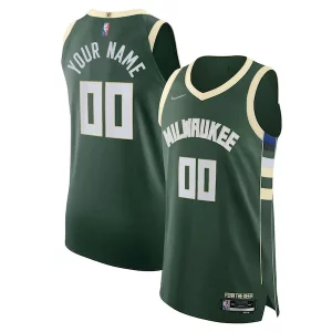 Milwaukee Bucks Nike 2021/22 Diamond Haut de gamme Authentic Custom Jersey Icon Edition Hunter Green