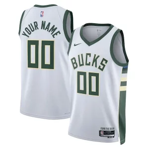Milwaukee Bucks Nike Unisex Swingman Custom Jersey White Vibrant Association Edition