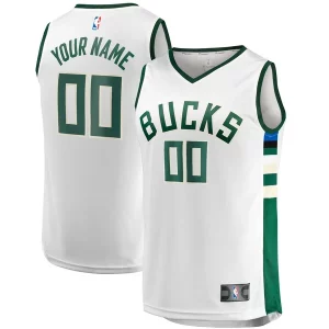 Milwaukee Bucks Youth Fast Break Authentique Replica Custom Jersey Association Edition White