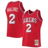 Moses Malone Philadelphia 76ers 1982/83 Hardwood Classics NBA 75th Anniversary Diamond Swingman Prime Jersey Red