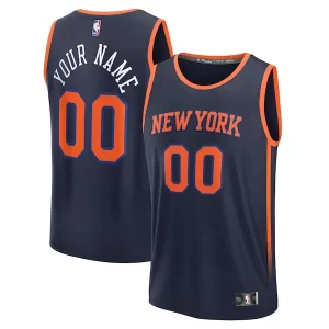 New York Knicks Custom Fast Break Jersey Refiné Navy Statement Edition