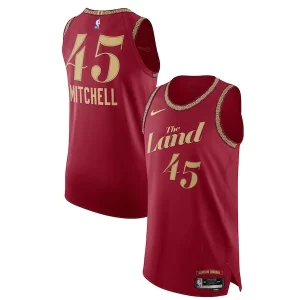 Nike Haut de gamme Donovan Mitchell Cleveland Cavaliers Authentic Jersey City Edition Wine