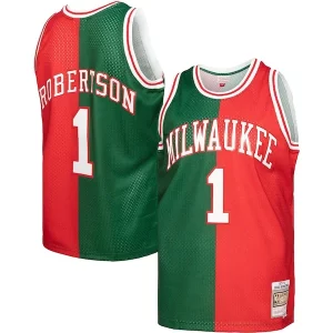 Oscar Robertson Milwaukee Bucks Admirable Hardwood Classics 1971/72 Split Swingman Jersey Green/Red