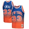 Patrick Ewing New York Knicks 1991/92 Hardwood Classics Fadeaway Swingman Tendance Player Jersey Orange/Royal