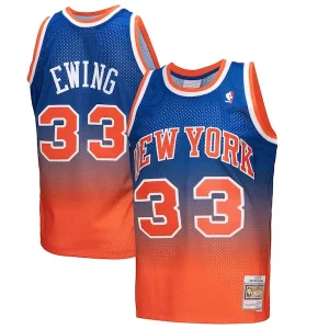 Patrick Ewing New York Knicks 1991/92 Hardwood Classics Fadeaway Swingman Tendance Player Jersey Orange/Royal