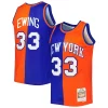 Patrick Ewing New York Knicks Hardwood Classics 1991/92 Split Swingman Jersey Blue/Orange Incontournable