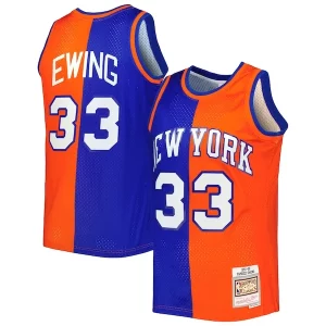 Patrick Ewing New York Knicks Hardwood Classics 1991/92 Split Swingman Jersey Blue/Orange Incontournable