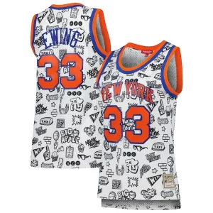 Patrick Ewing New York Knicks Women's Exceptionnel 1991 Doodle Swingman Jersey White