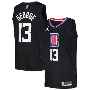 Paul George LA Clippers Jordan Brand Nike Swingman Élégant Player Jersey Statement Edition Black