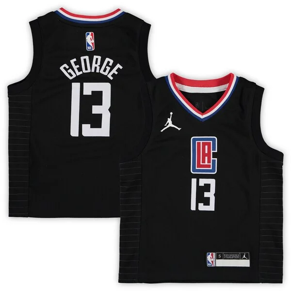 Paul George LA Clippers Jordan Brand Preschool 2020/21 Refiné Fast Break Replica Jersey Statement Edition Black