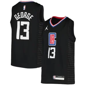 Paul George LA Clippers Jordan Brand Youth 2020/21 Swingman Player Éclatant Jersey Black Statement Edition