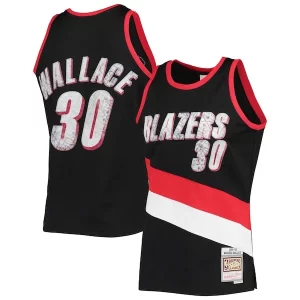 Rasheed Wallace Portland Trail Blazers 1999/00 Hardwood Classics NBA 75th Anniversary Diamond Swingman Éclatant Jersey Black