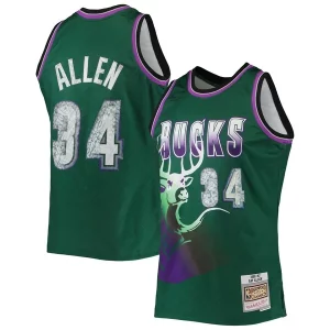 Ray Allen Milwaukee Bucks 1996/97 Hardwood Classics NBA 75th Confortable Anniversary Diamond Swingman Jersey Green