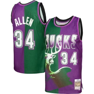 Ray Allen Milwaukee Éclatant Bucks Hardwood Classics 1996/97 Split Swingman Jersey Green/Purple