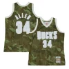 Ray Allen Milwaukee Notable Bucks Hardwood Classics 2000/01 Ghost Green Swingman Jersey Camo