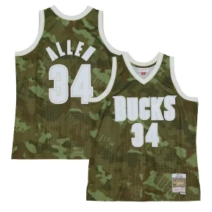 Ray Allen Milwaukee Notable Bucks Hardwood Classics 2000/01 Ghost Green Swingman Jersey Camo