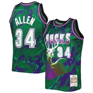 Ray Allen Tendance Milwaukee Bucks 1996/97 Hardwood Classics Marble Swingman Jersey Green